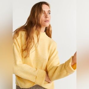 Mango Outlet Yellow Rolled-Up Sleeves Sweater